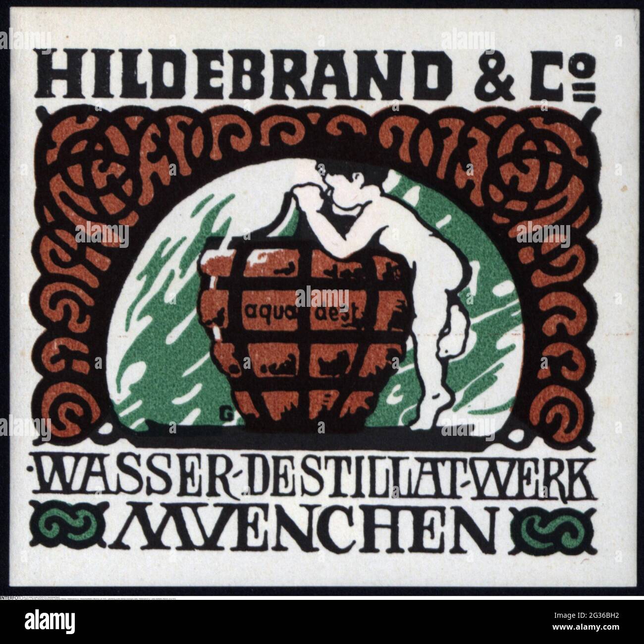 advertising, poster stamps, beverages, water, "Hildebrand & Co.", water