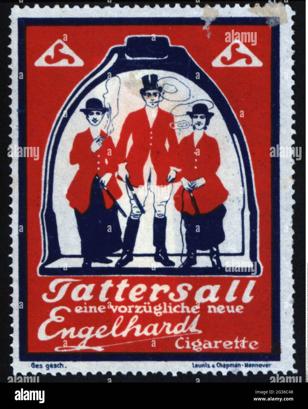 advertising, poster stamps, tobacco, 'Tattersall' Zigaretten, 'Engelhardt', design by Lenuis &Chapman, ADDITIONAL-RIGHTS-CLEARANCE-INFO-NOT-AVAILABLE Stock Photo