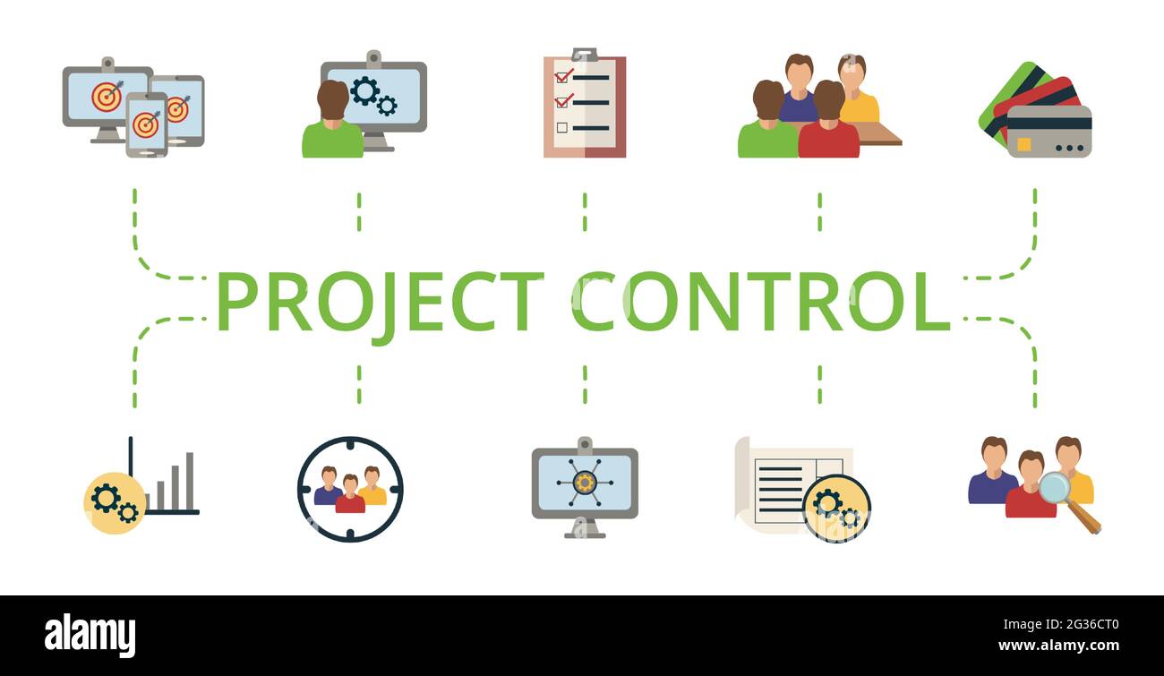 Project Control icon set. Contains editable icons project management ...