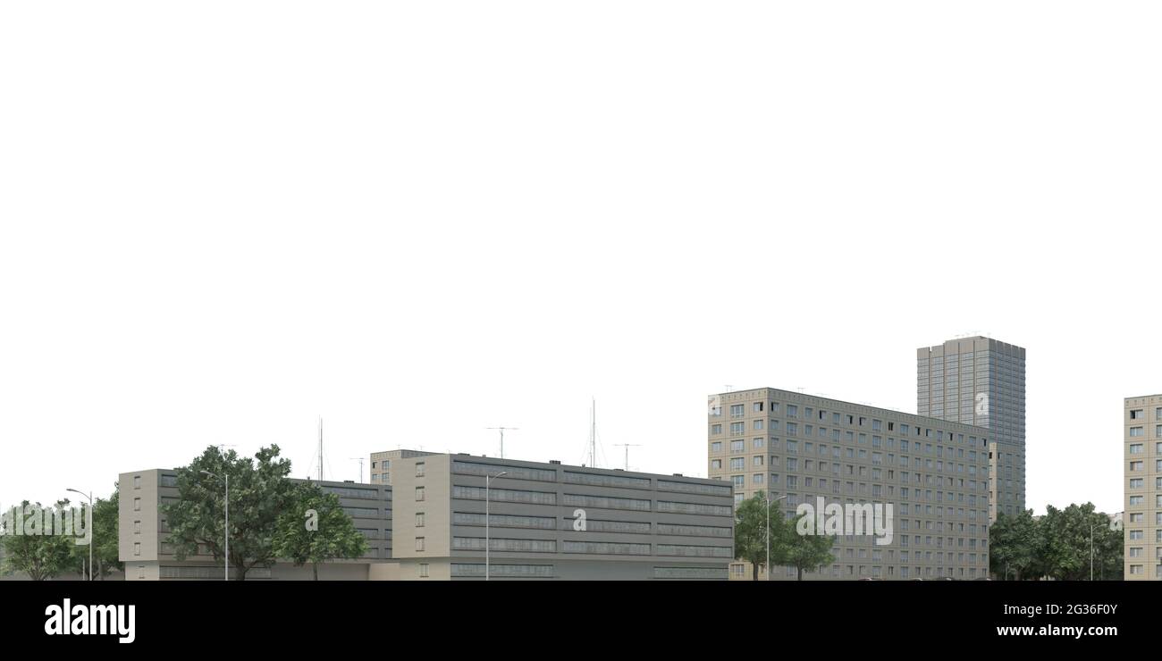3D illustration cityscape isolated on white background Stock Photo - Alamy