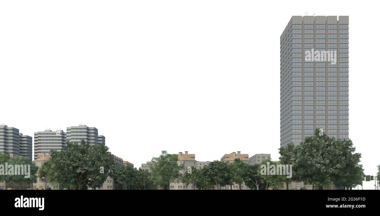 3D illustration cityscape isolated on white background Stock Photo - Alamy