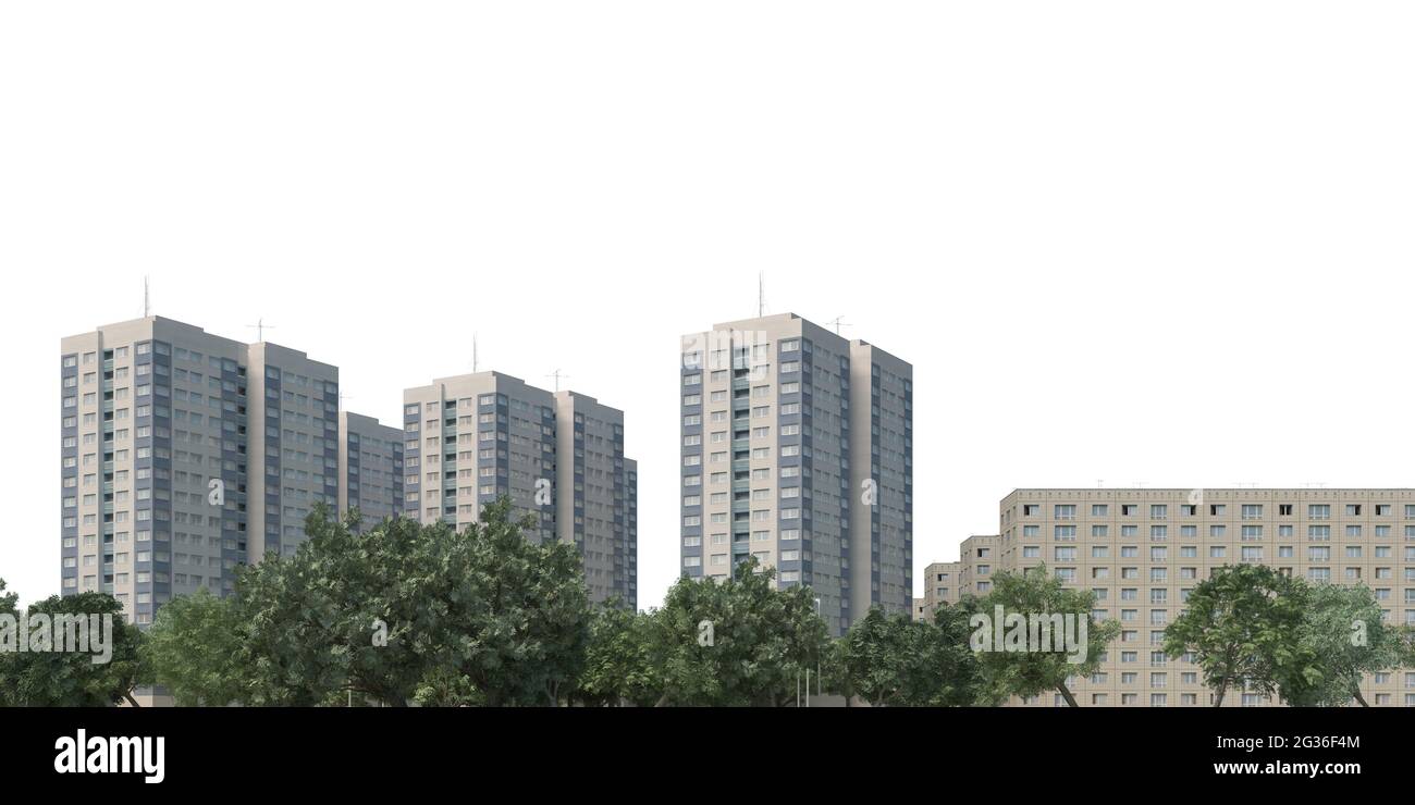 3D illustration cityscape isolated on white background Stock Photo - Alamy