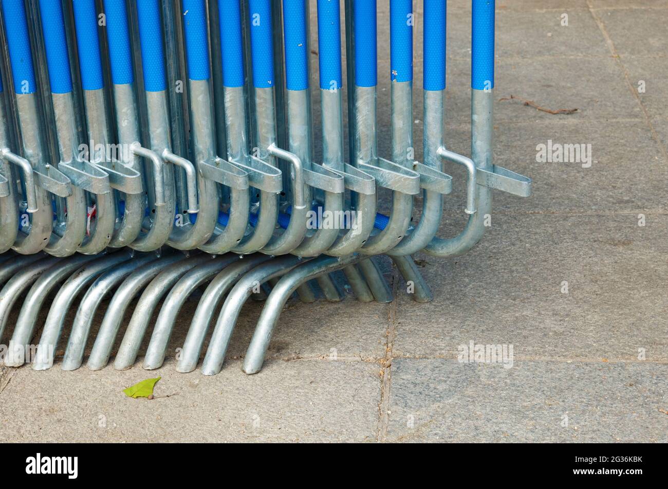Security guard rails on the street Stock Photo