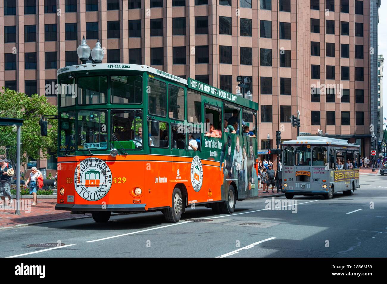Old Town Trolley hop on hop off sightseeing tour bus in the historic