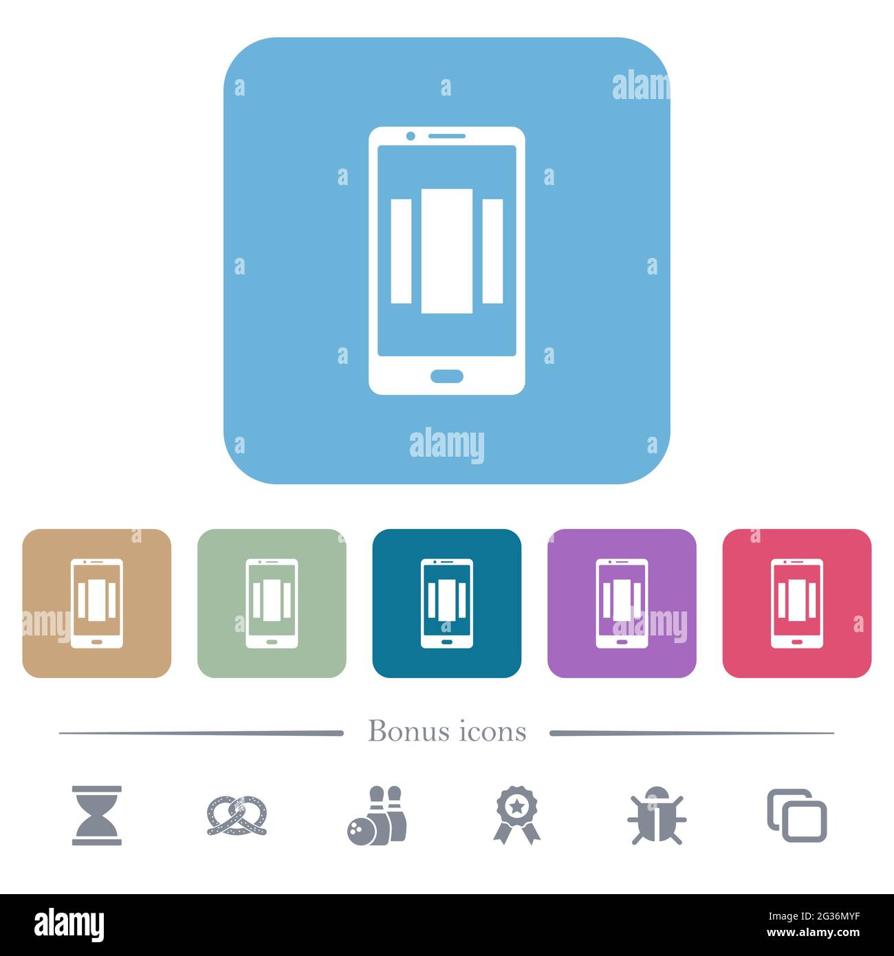 Setting up mobile homescreen white flat icons on color rounded square ...