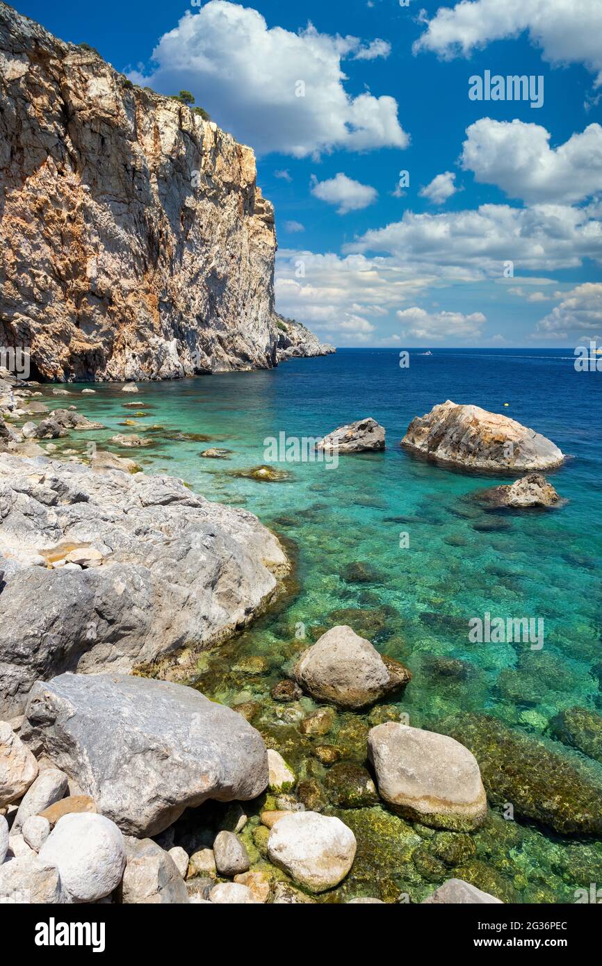 Beautiful seascape in Spanish Costa Brava near small town L Estartit Stock Photo