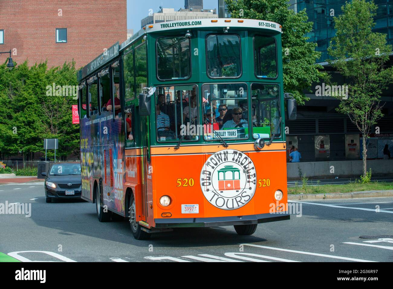 Old Town Trolley hop on hop off sightseeing tour bus in the historic