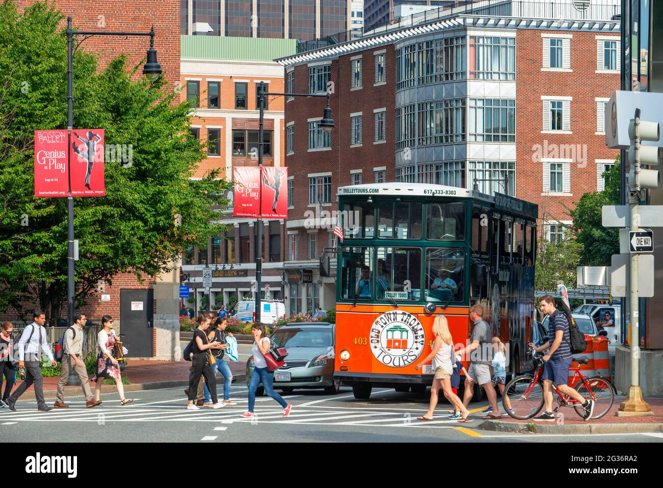 Old Town Trolley hop on hop off sightseeing tour bus in the historic