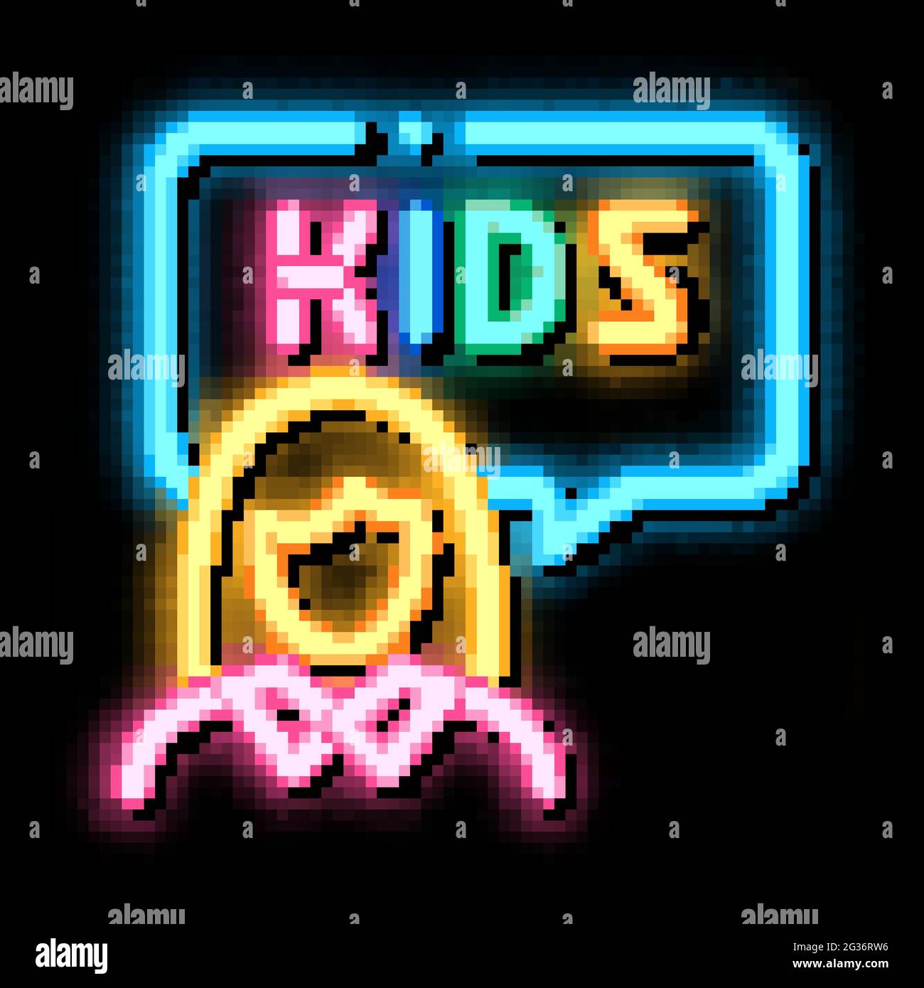 preschool education teacher neon glow icon illustration Stock Vector ...