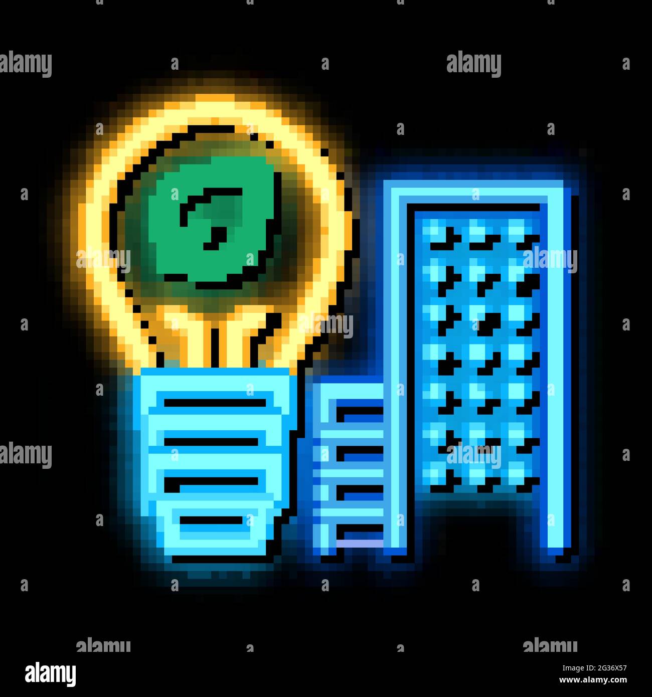 smart city buildings neon glow icon illustration Stock Vector Image ...