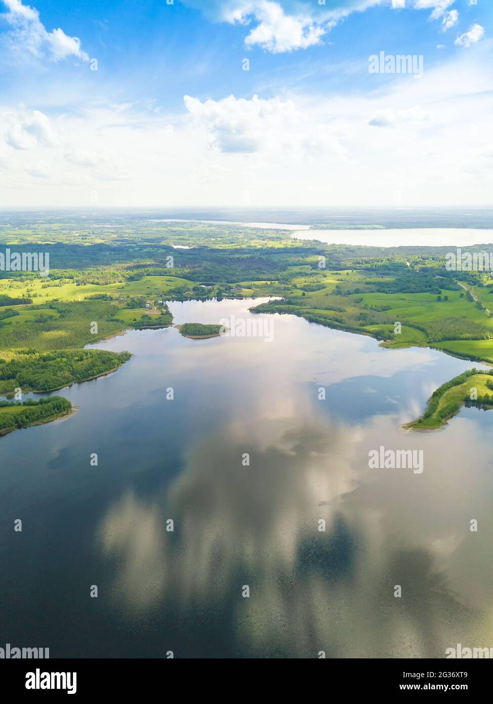 Brasla Beautiful landscape on the Braslav Lakes from a drone on a sunny day ...