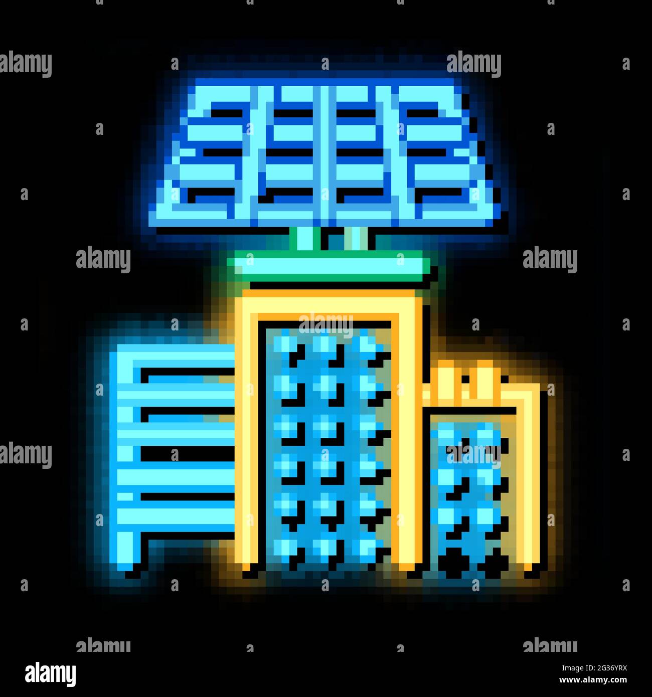 smart city solar energy neon glow icon illustration Stock Vector Image ...