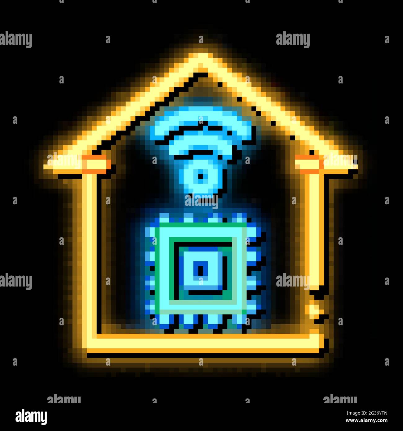 smart house chip wifi neon glow icon illustration Stock Vector Image ...