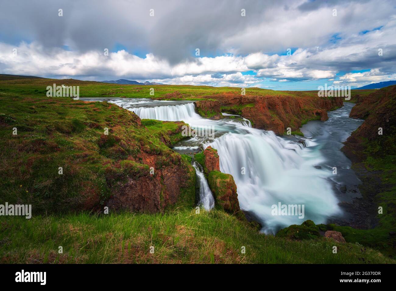 Reykjafoss waterfall located near Varmahlid in Iceland Stock Photo