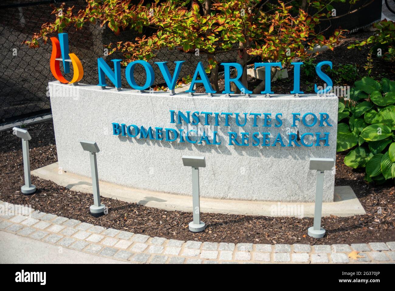 Novartis building Novartis Institutes for BioMedical Research, Cambridge Campus Boston Massachusetts. USA  Located in the heart of the Boston area inn Stock Photo