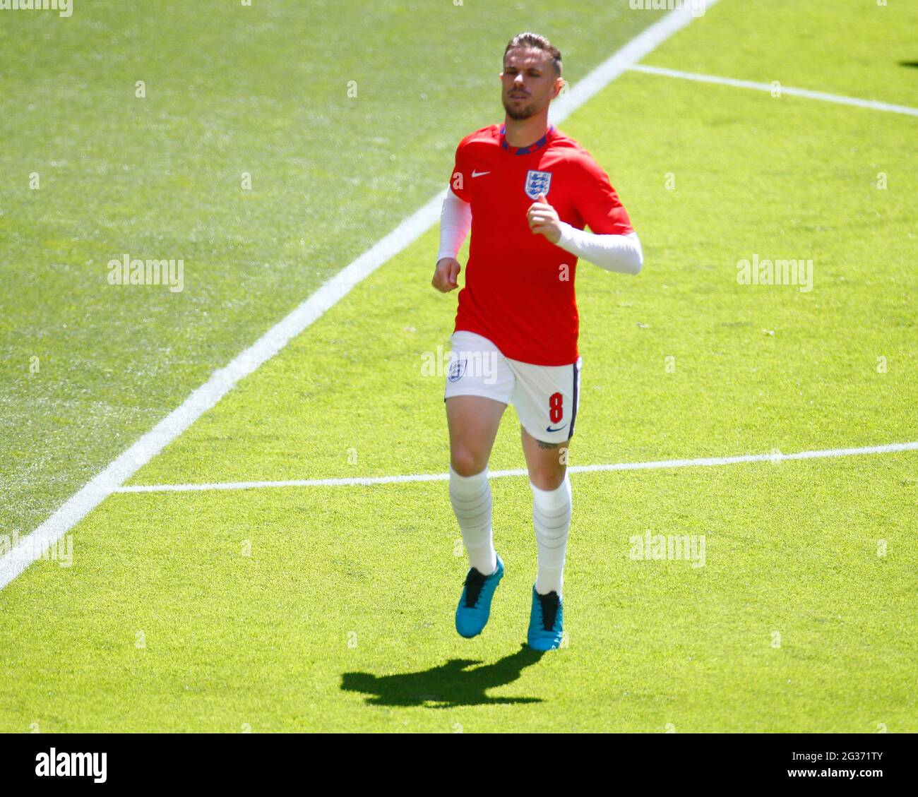 WEMBLEY, United Kingdom, JUNE 13: Jordan Henderson (Liverpool) of England during the pre-match warm-up  during European Championship Group D between E Stock Photo