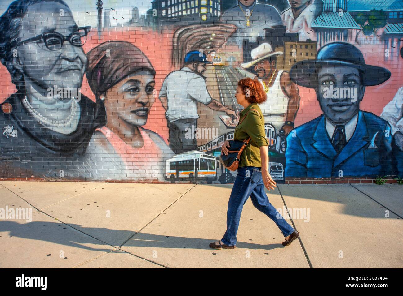 Faces of Dudley mural art garffiti in Roxbury, Massachusetts Boston USA