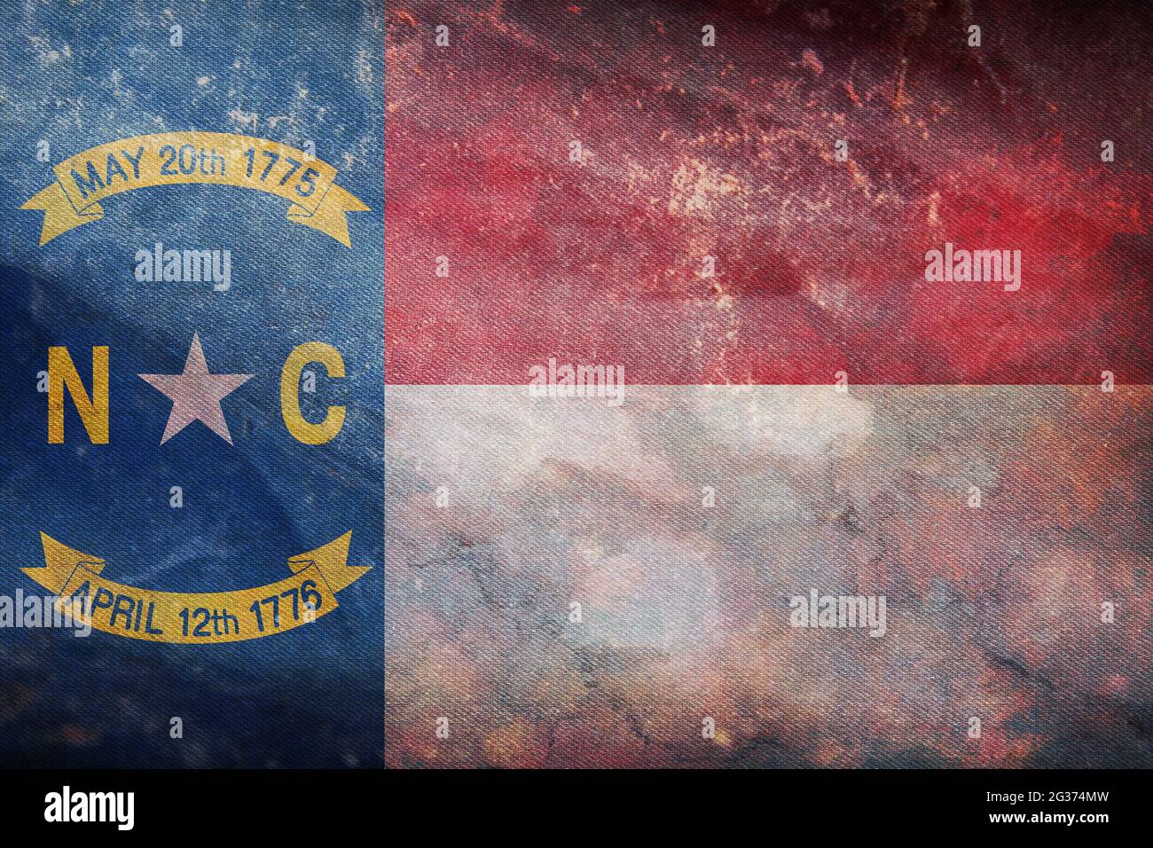 Top view of retro flag of North Carolina with grunge texture. Flag ...