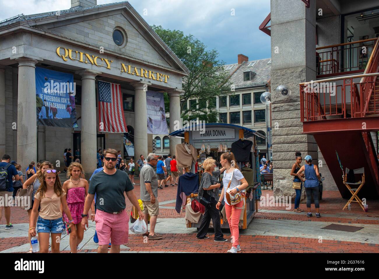 Quincy Market Freedom Trail Boston Massachusetts. Built in early 1800s as one of the largest market complexes in first half 19th century Stock Photo