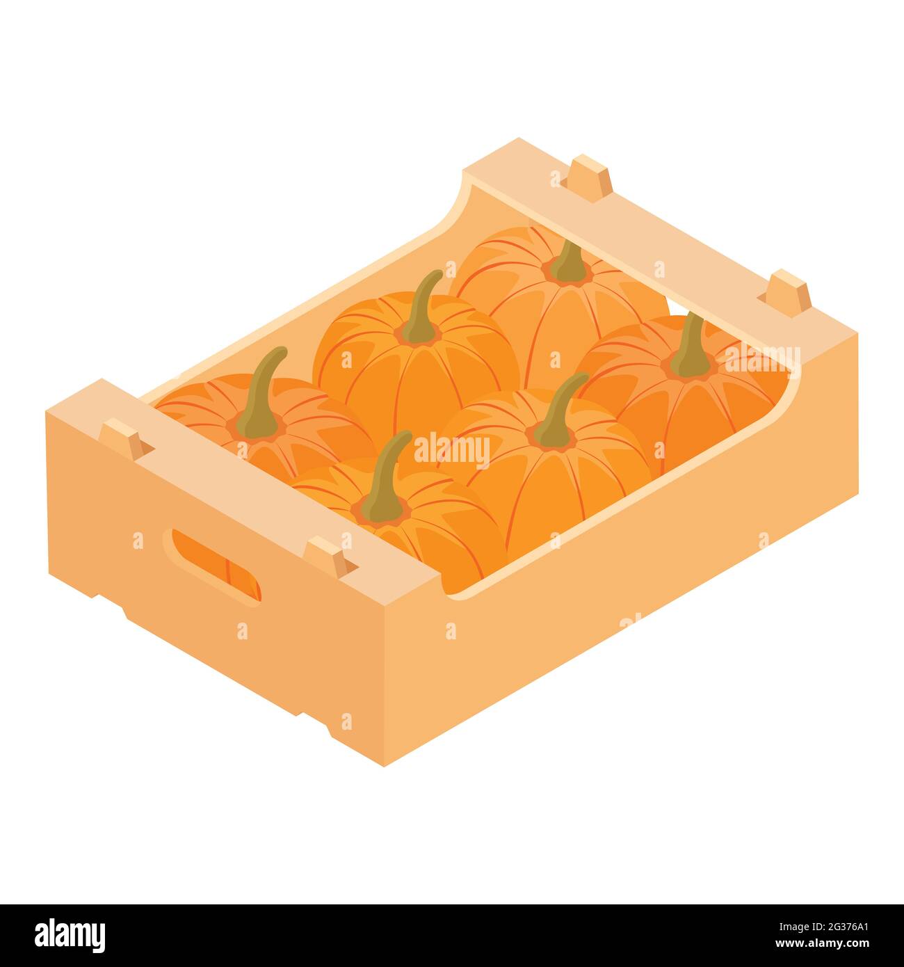 Wooden market box full of pumpkins isolated on white background ...