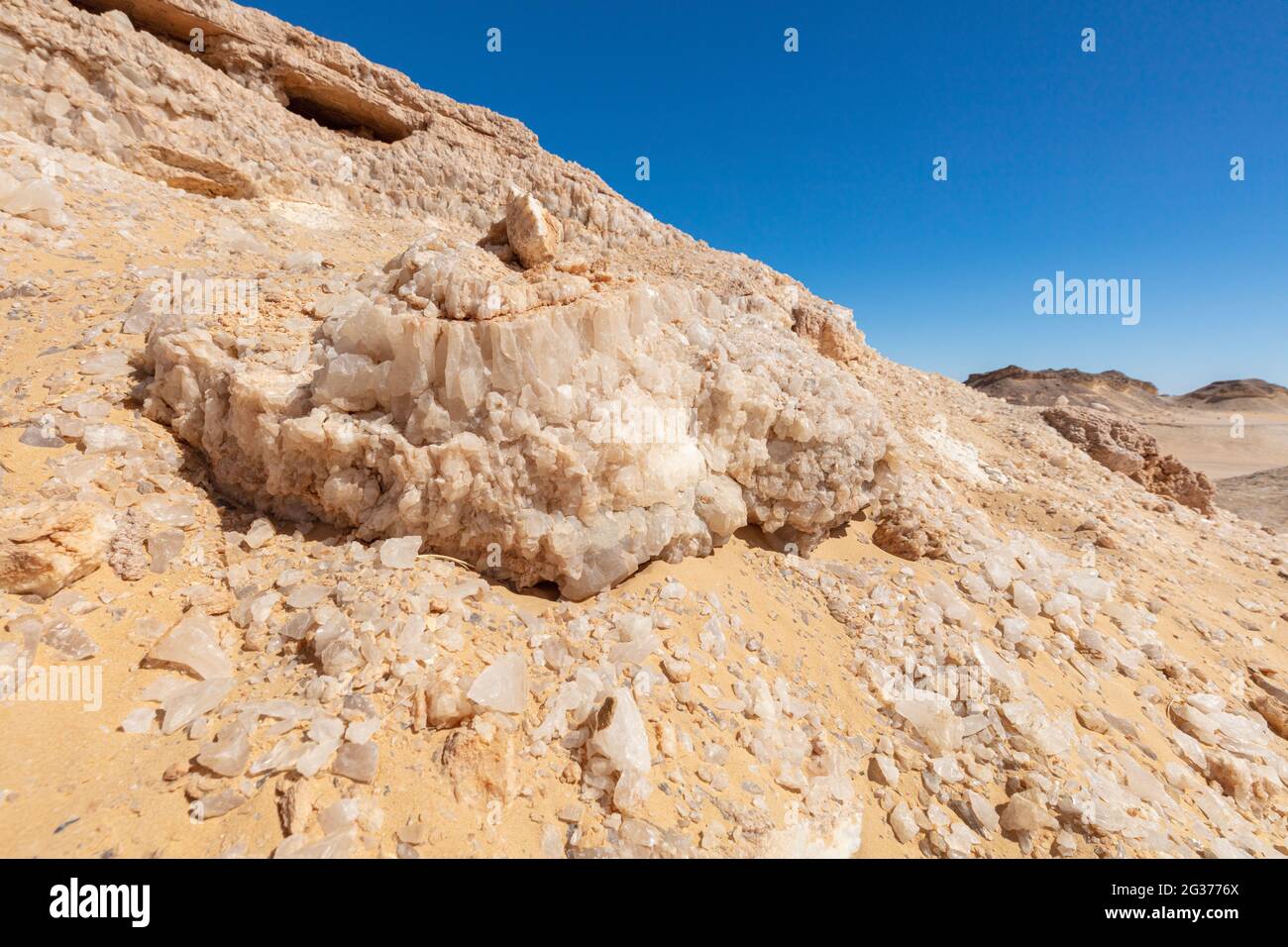 Rock Formations in the Desert on the blue sky background. Stock Photo