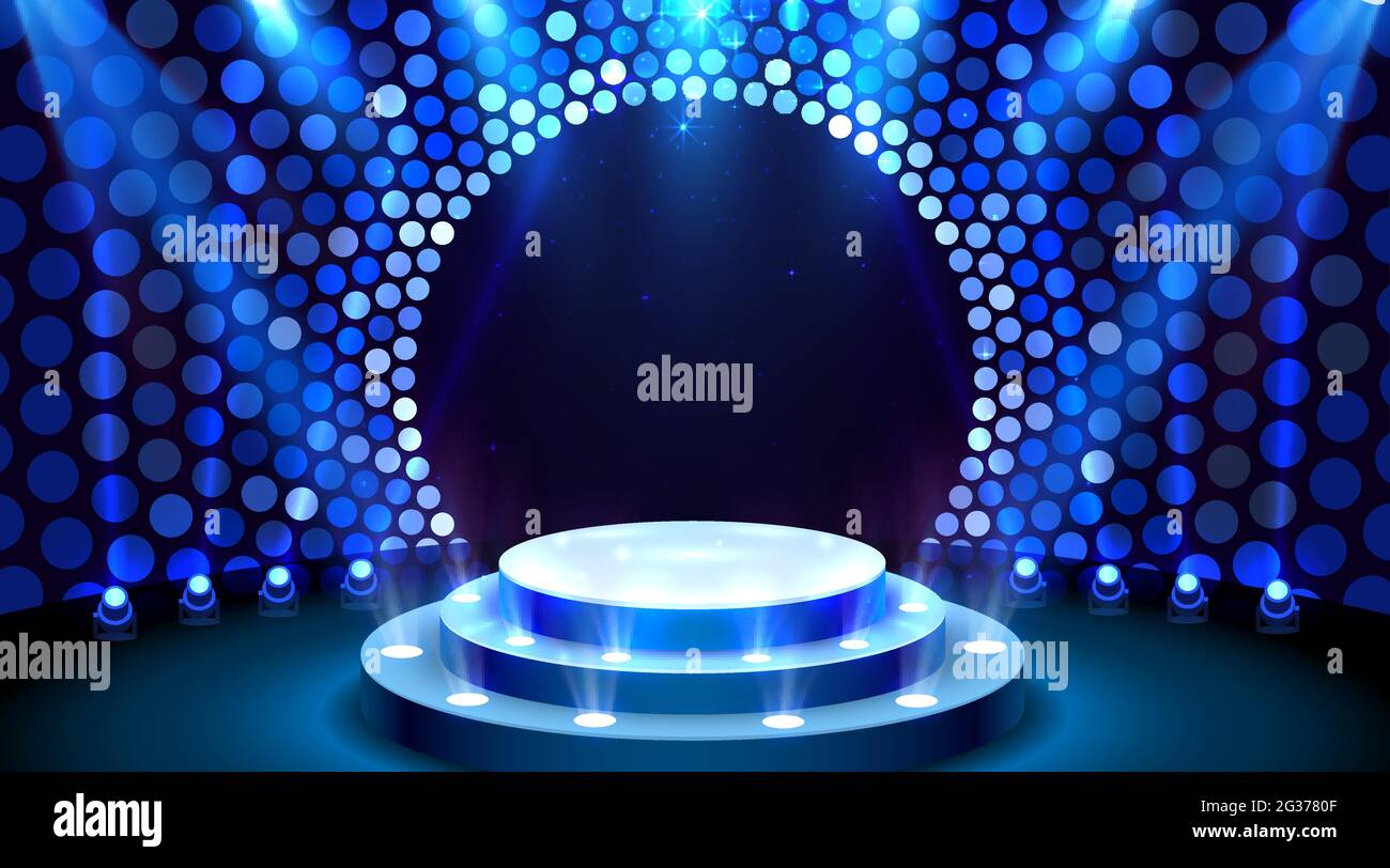 Show light, Stage Podium Scene with for Award Ceremony on blue Background.  Vector illustration Stock Vector Image & Art - Alamy