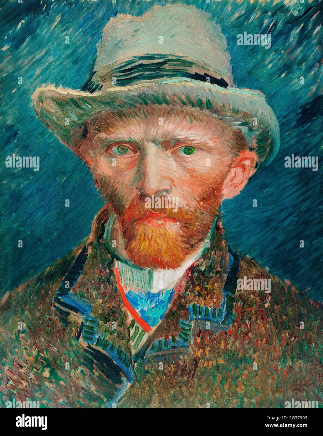 Self-portrait (1887) by Vincent Van Gogh. Original from The Rijksmuseum. Stock Photo