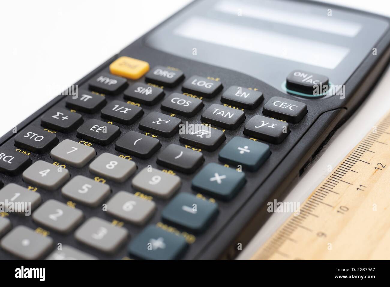 Chart Ruler Calculator Closeup shot of a calculator and a ruler Stock Photo - Alamy