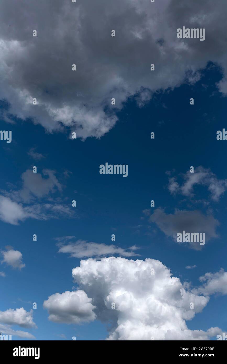 Cumulus clouds (Cumulus), above a rain cloud, Germany Stock Photo Alamy