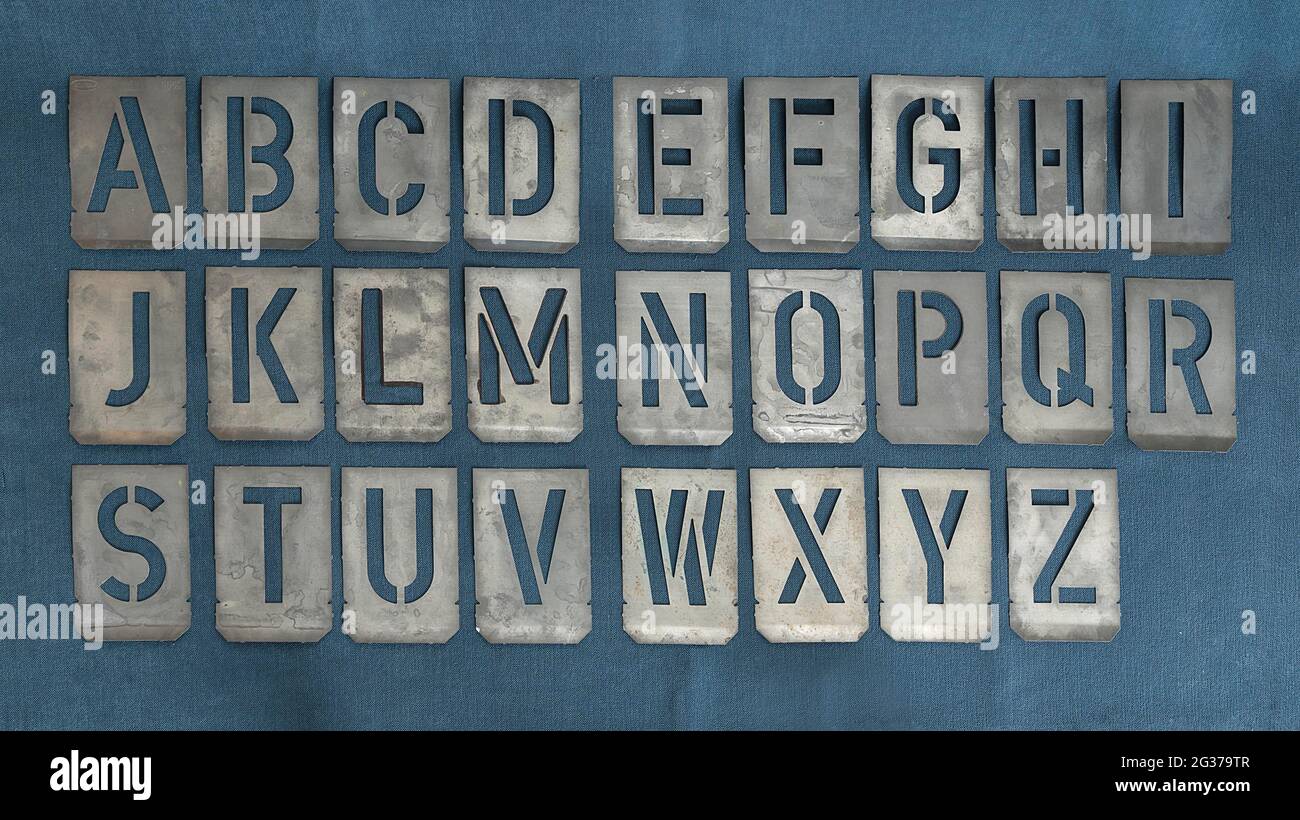 Letter stencils, Industrial Museum Lauf an der Pegnitz, Middle Franconia, Bavaria, Germany Stock Photo