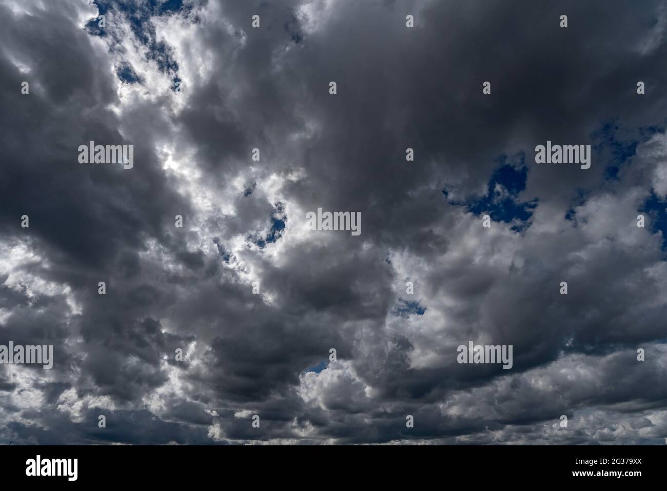 Rain clouds (Nimbostratus cloud) with landscape, Bavaria, Germany Stock Photo