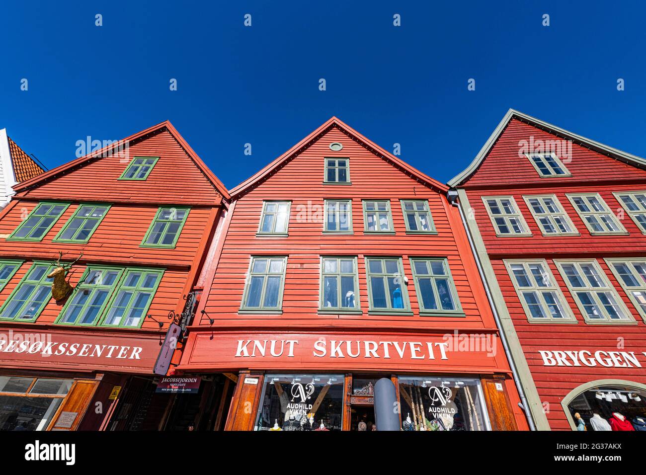 Bryggen, series of Hnaseatic buildings, Unesco world heritage site, Bergen, Norway Stock Photo