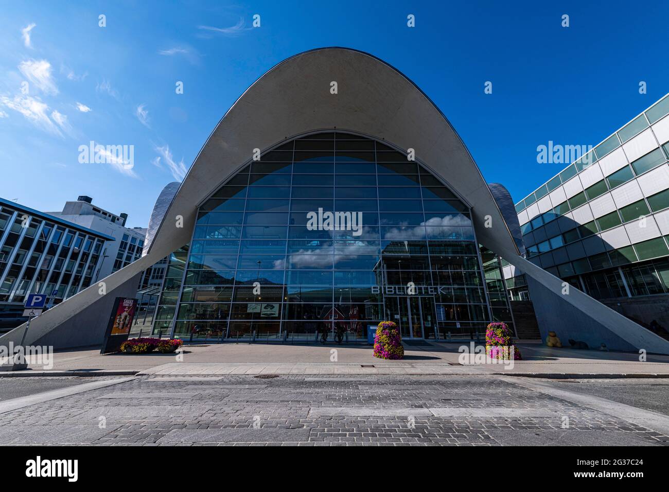 The futuristic library of Tromso, Norway Stock Photo