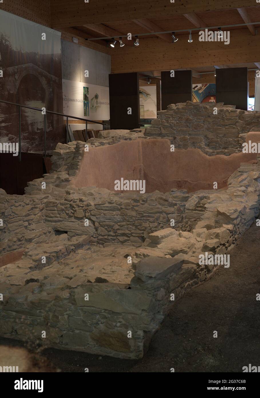Spain, Galicia, La Coruña province. Archaeological Museum of Cambre. Roman Villa of Cambre. Dated between the 2nd and 4th centuries AD. View of the archaeological remains. Stock Photo