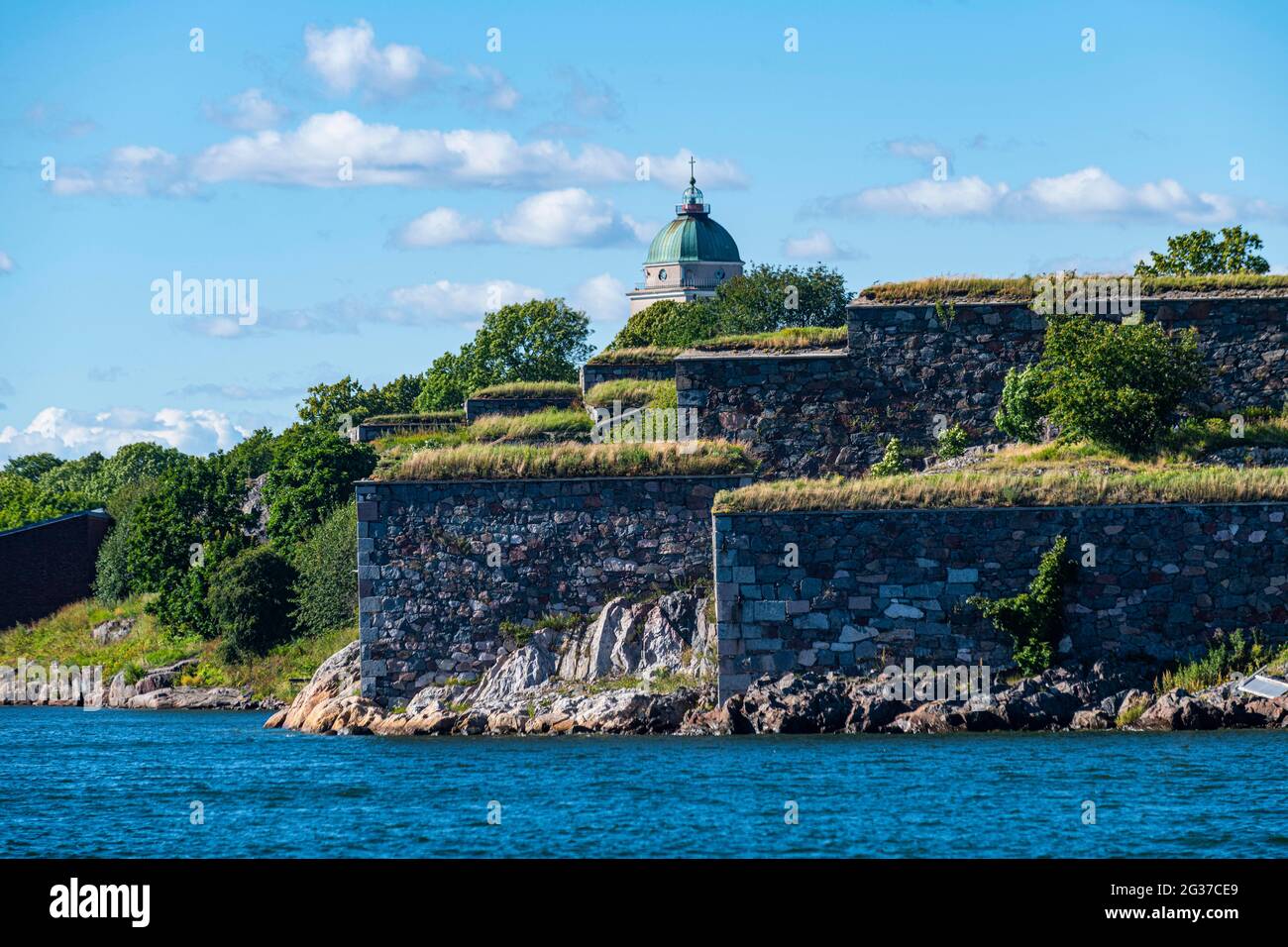 Fortified walls at the Unesco world heritage site Suomenlinna sea fortress, Helsinki, Finland Stock Photo