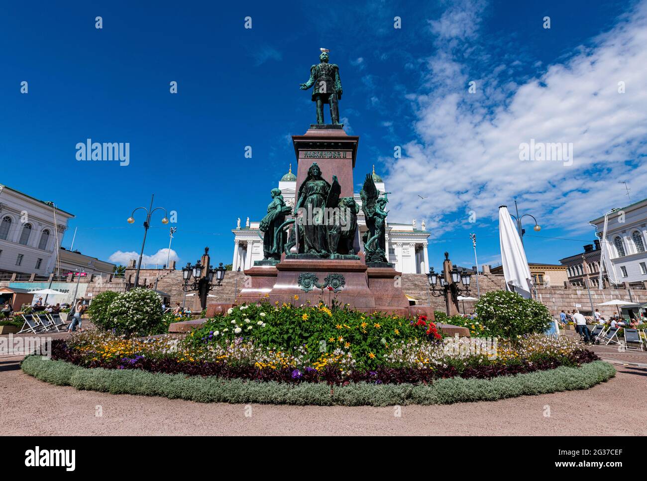 Monument on Senate square, Helsinki Cathedral, Helsinki, Finland Stock Photo