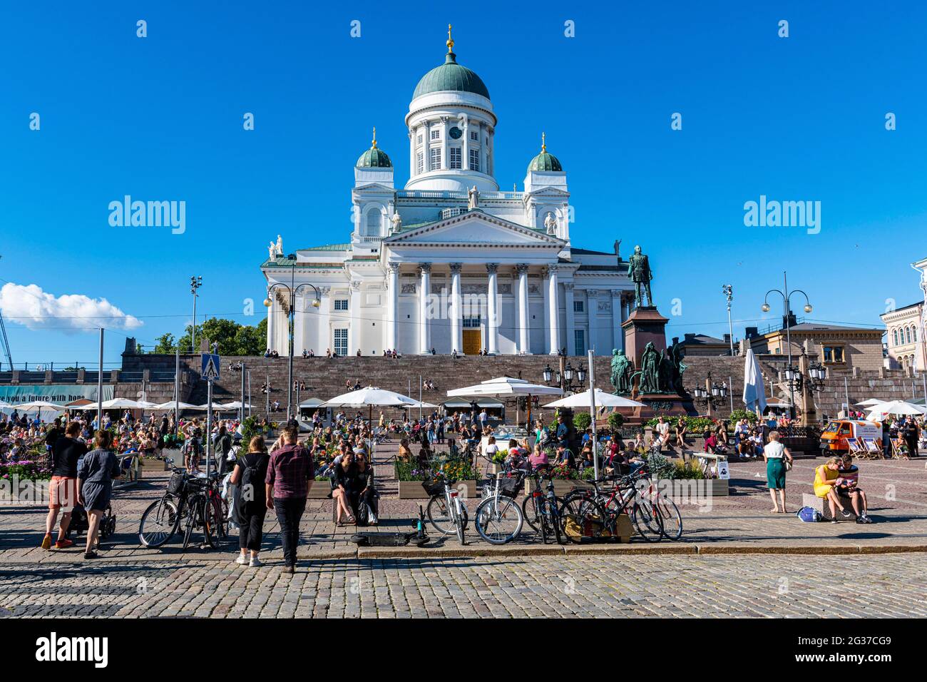 Senate square before the Helsinki Cathedral, Helsinki, Finland Stock Photo