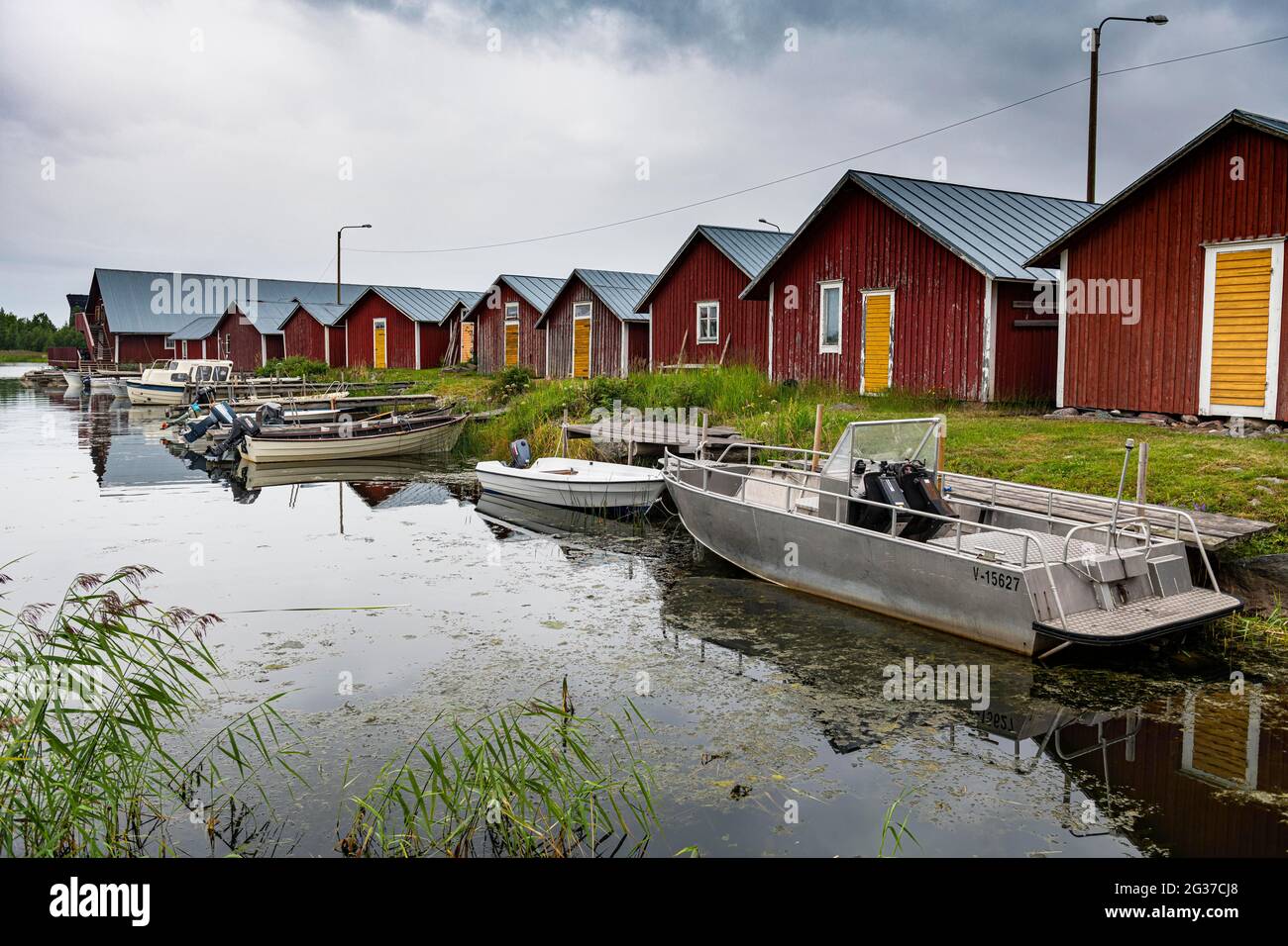 Boatshouse in the Unesco world heritage site Kvarken archielago, Finland Stock Photo