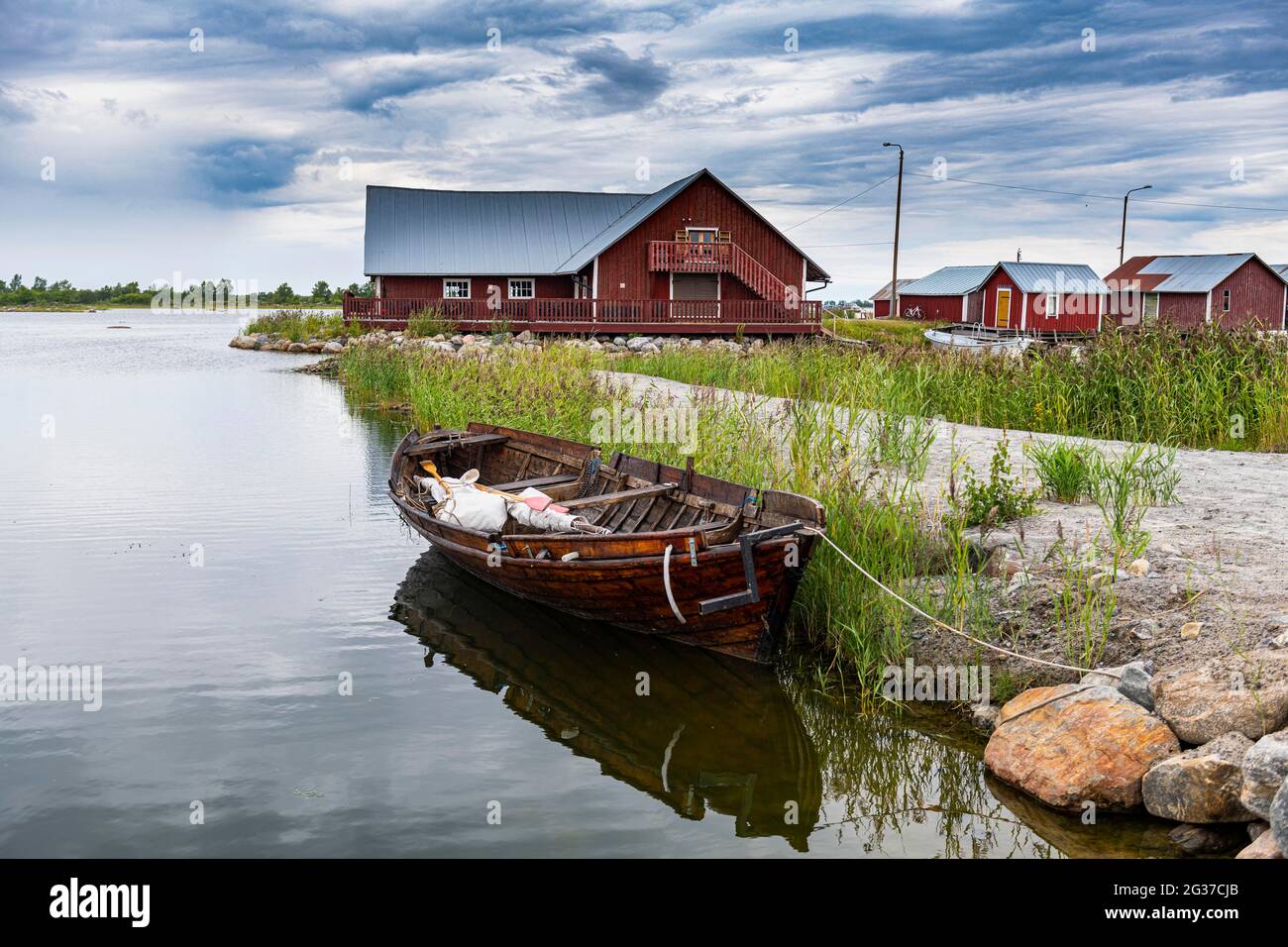 Boatshouse in the Unesco world heritage site Kvarken archielago, Finland Stock Photo