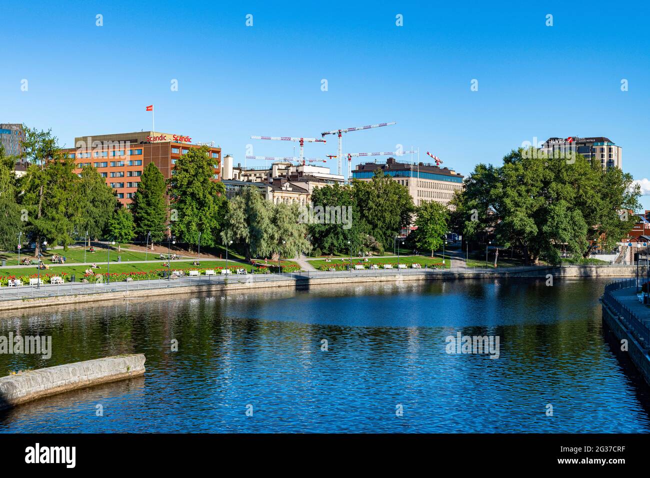 Tammerkoski riverfront, Tampere, Finland Stock Photo