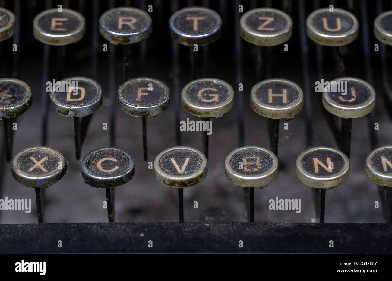 Keyboard of an old typewriter, letters, Bavaria, Germany Stock Photo