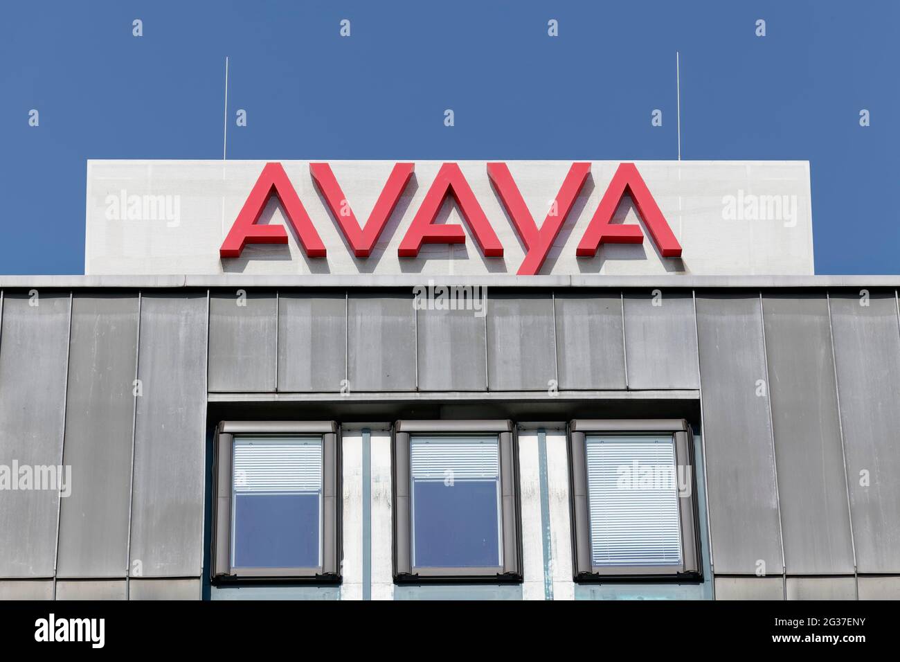 Avaya, logo on building, US communications company, Duesseldorf, North