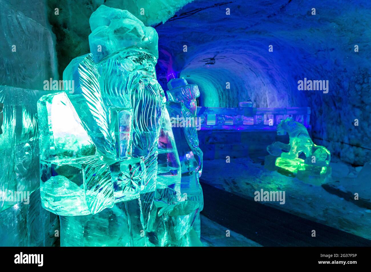 Colourful ice sculptures in the Permafrost kingdom, Yakutsk, Sakha Republic, Russia Stock Photo