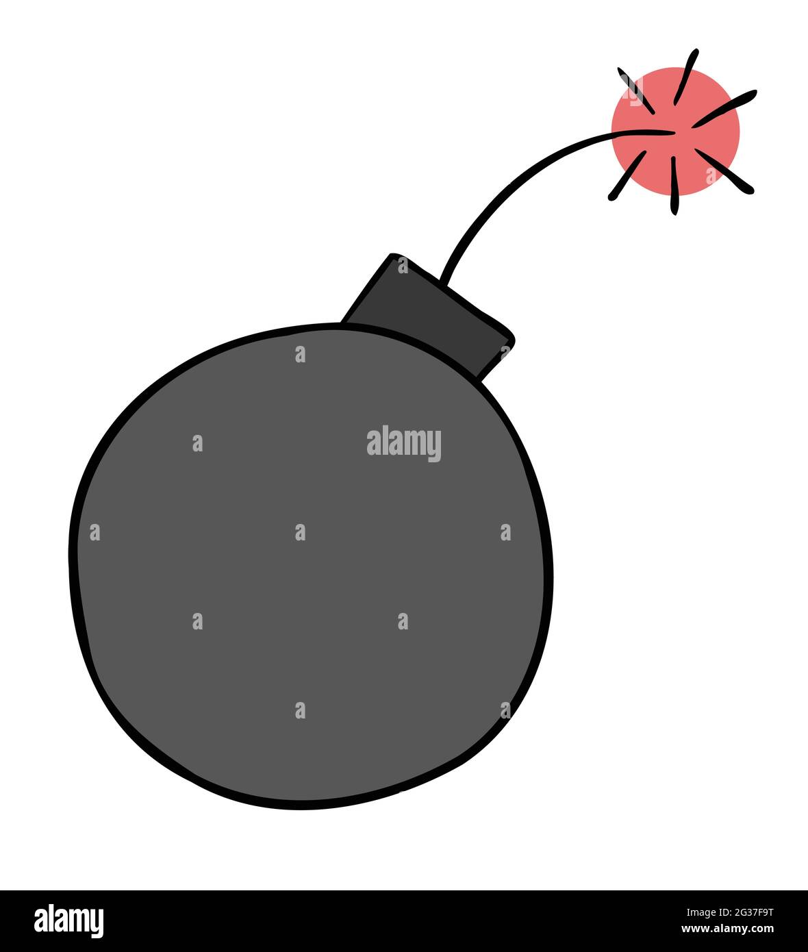 Cartoon vector illustration of bomb about to explode. Colored and black