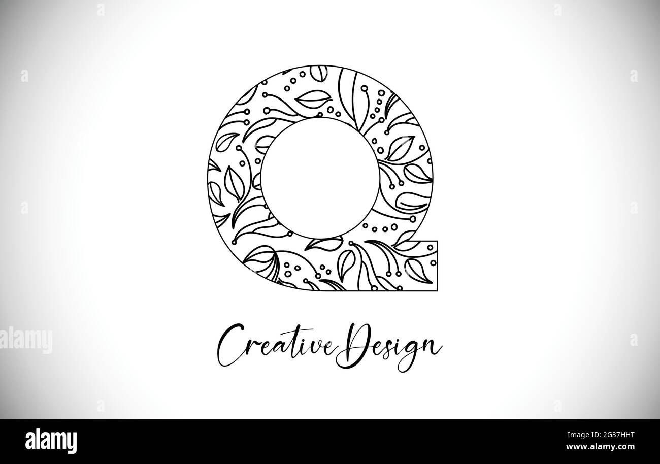 Elegant Letter Q Logo made of Flowers with Leafs and Floral Pattern ...