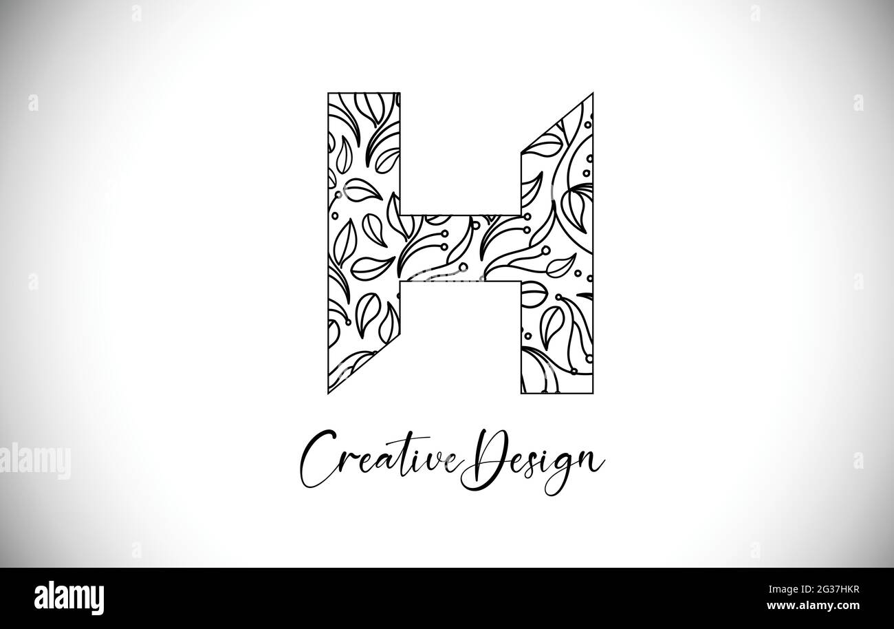 Elegant Letter H Logo made of Flowers with Leafs and Floral Pattern ...