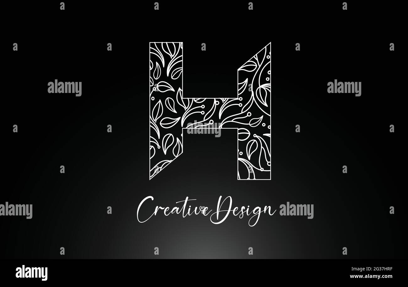 Elegant Letter H Logo made of Flowers with Leafs and Floral Pattern ...
