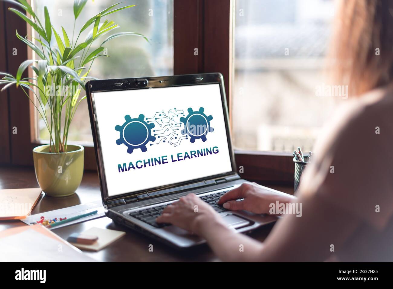 Laptop screen displaying a machine learning concept Stock Photo - Alamy