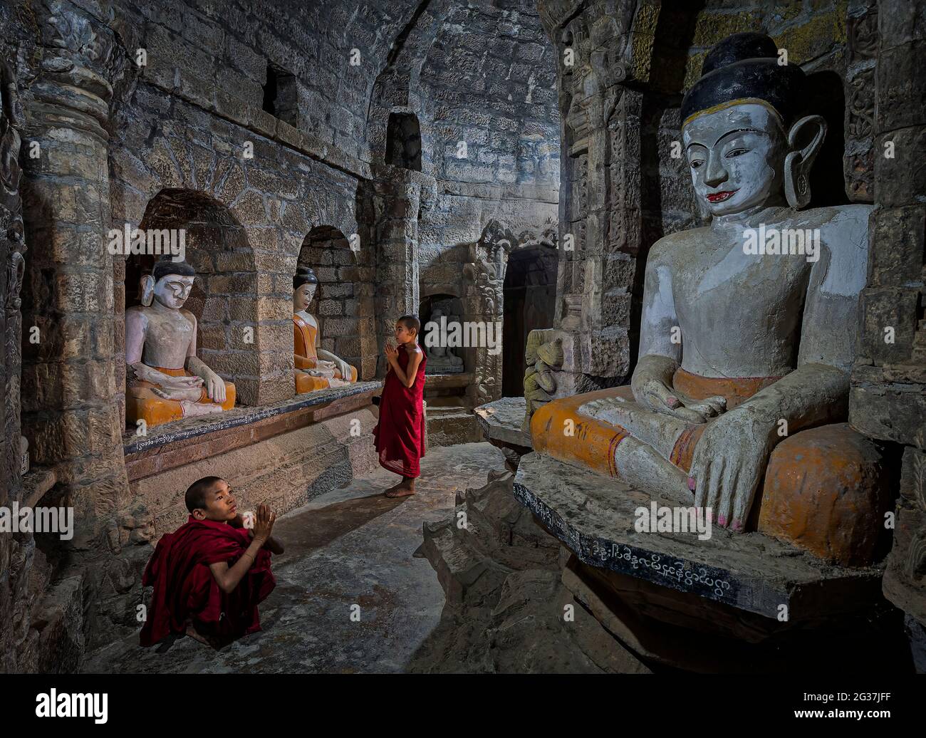 Buddhist Monks in Burma or Myanmar Stock Photo
