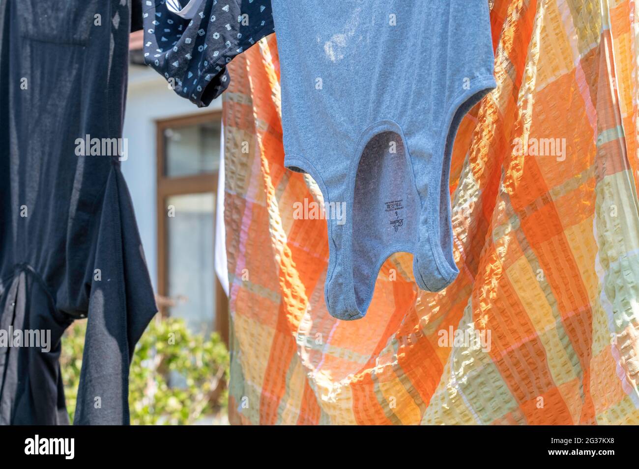 Clothes drying on a washing line Stock Photo Alamy
